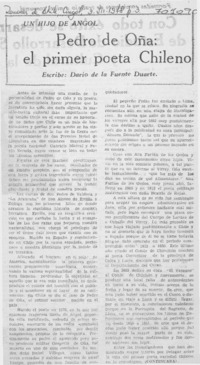 Pedro de Oña, el primer poeta chileno