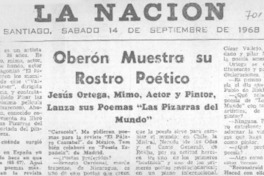 Oberón muestra su rostro poético : [entrevista]
