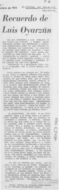 Recuerdo de Luis Oyarzún.