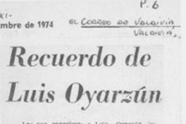 Recuerdo de Luis Oyarzún.