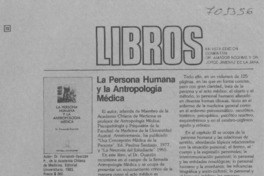 La persona humana y la antropología médica.