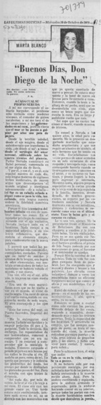 Buenos días, don Diego de la noche"