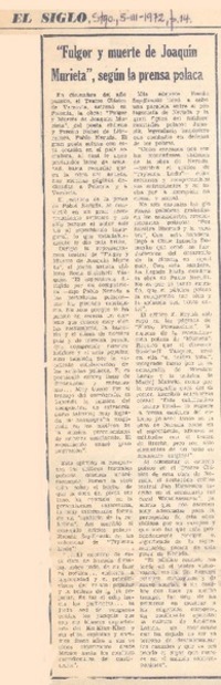 Fulgor y muerte de Joaquín Murieta", según la prensa polaca.