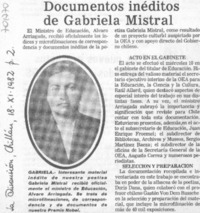 Documentos inéditos de Gabriela Mistral.