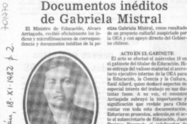 Documentos inéditos de Gabriela Mistral.