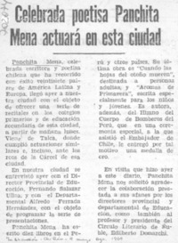 Celebrada poetisa Panchita Mena actuará en esta ciudad.