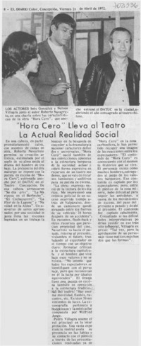 "Hora cero" lleva al teatro la actual realidad social.
