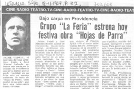 Grupo "la feria" estrena hoy festiva obra "Hojas de Parra".