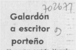 Galardón a escritor porteño.