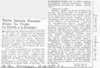 Teatro Imagen presenta ahora "lo crudo, lo cocido y lo podrido".