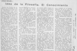 Idea de la filosofía. El conocimiento