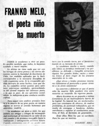Franko Melo, el poeta niño ha muerto