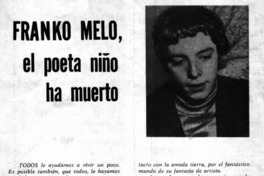 Franko Melo, el poeta niño ha muerto