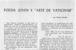 Poesía joven y "Arte de vaticinar"