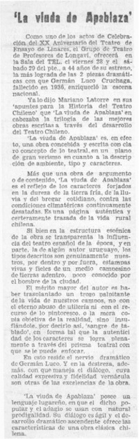 La viuda de Apablaza".