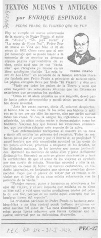 Pedro Prado, el viajero que se fue