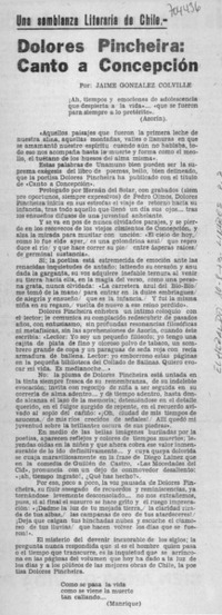 Dolores Pincheira: Canto a Concepción