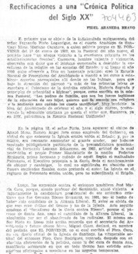 Rectificaciones a una "Crónica política del siglo XX"
