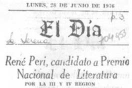 René Peri, candidato a Premio Nacional de Literatura