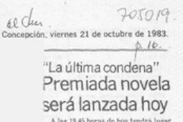 Premiada novela será lanzada hoy.
