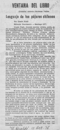 Lenguaje de los pájaros chilenos