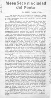 Mesa Seco y la ciudad del poeta