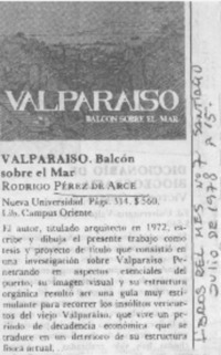 Valparaíso, balcón sobre el mar.