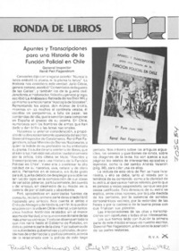 Apuntes y transcripciones para una historia de la función policial en Chile