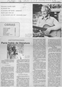 Parra habla de literatura: [entrevista]