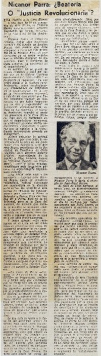 Nicanor Parra, ¿beatería o "justicia revolucionaria"?