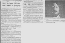 Poesía de Jaime Quezada: una pedrada al remanso...