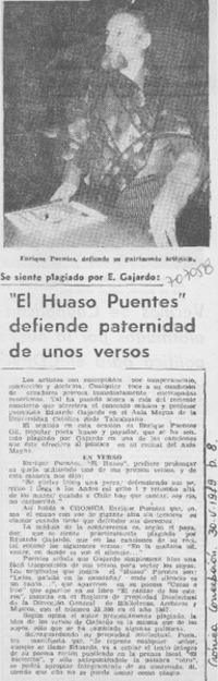 "El huaso Puentes" defiende paternidad de unos versos.