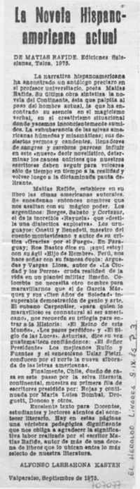 La novela hispanoamericana actual