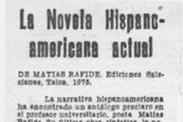 La novela hispanoamericana actual