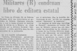 Militares (R) condenan libro de editora estatal.