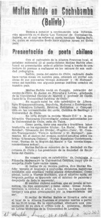 Matías Rafide en Cochabamba (Bolivia)