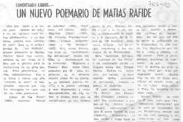 Un Nuevo poemario de Matías Rafide.