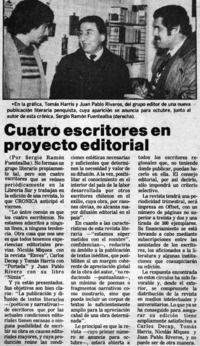 Cuatro escritores en proyecto editorial