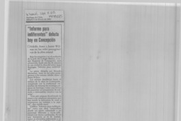 Informe para indiferentes" debuta hoy en Concepción.