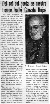 Del rol del poeta en nuestro tiempo habló Gonzalo Rojas.