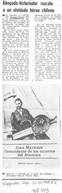 Abogado-historiador rescala a un olvidado héroe chileno.