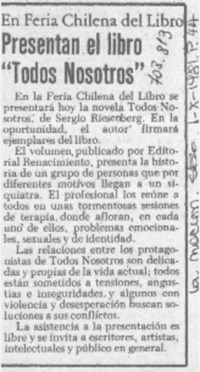 Presentan el libro "Todos Nosotros".