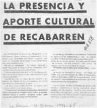 La Presencia y aporte cultural de Recabarren.