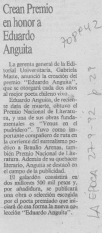 Crean premio en honor a Eduardo Anguita.