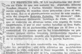 Un proyecto sobre la implantación del divorcio en Chile.
