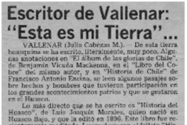 Escritor de Vallenar, "esta es mi tierra" --