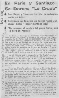 En París y Santiago se estrena "Lo Crudo".