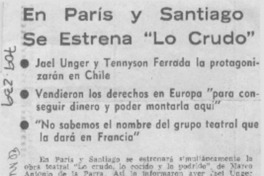 En París y Santiago se estrena "Lo Crudo".