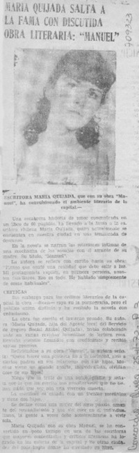 María Quijada salta a la fama con discutida obra literaria: "Manuel".