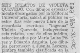 Seis relatos de Violeta Quevedo.
